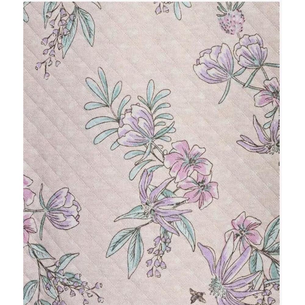 Miss Elaine Quilted Floral Print Long Zipper Robe Pink Lilac Petite Small - Picture 3 of 6